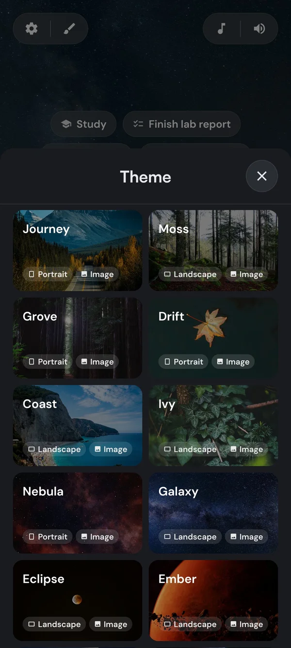 The Kaizen timer background picker